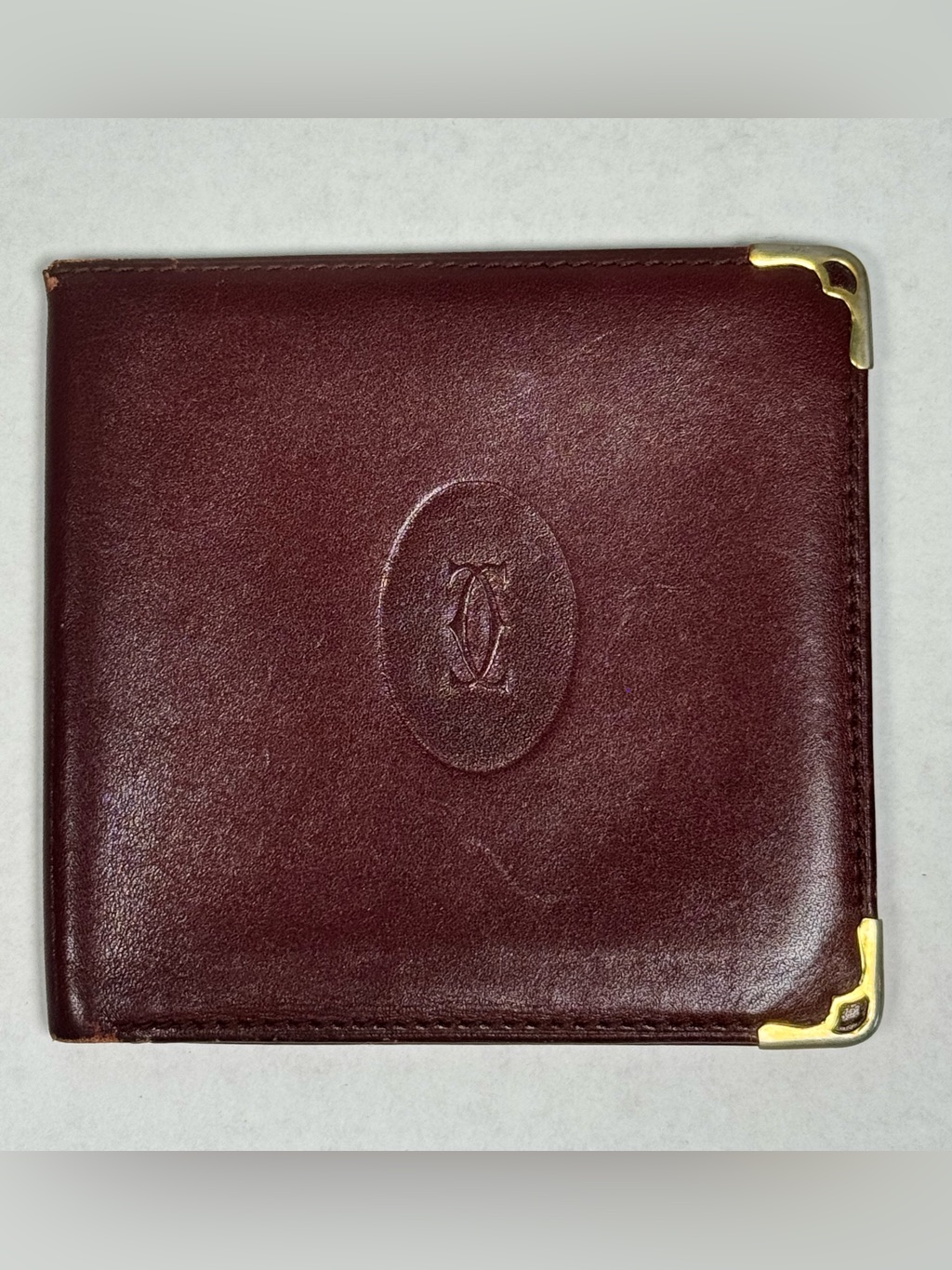 Vintage Cartier Must De Cartier Burgundy Leather Bifold Wallet